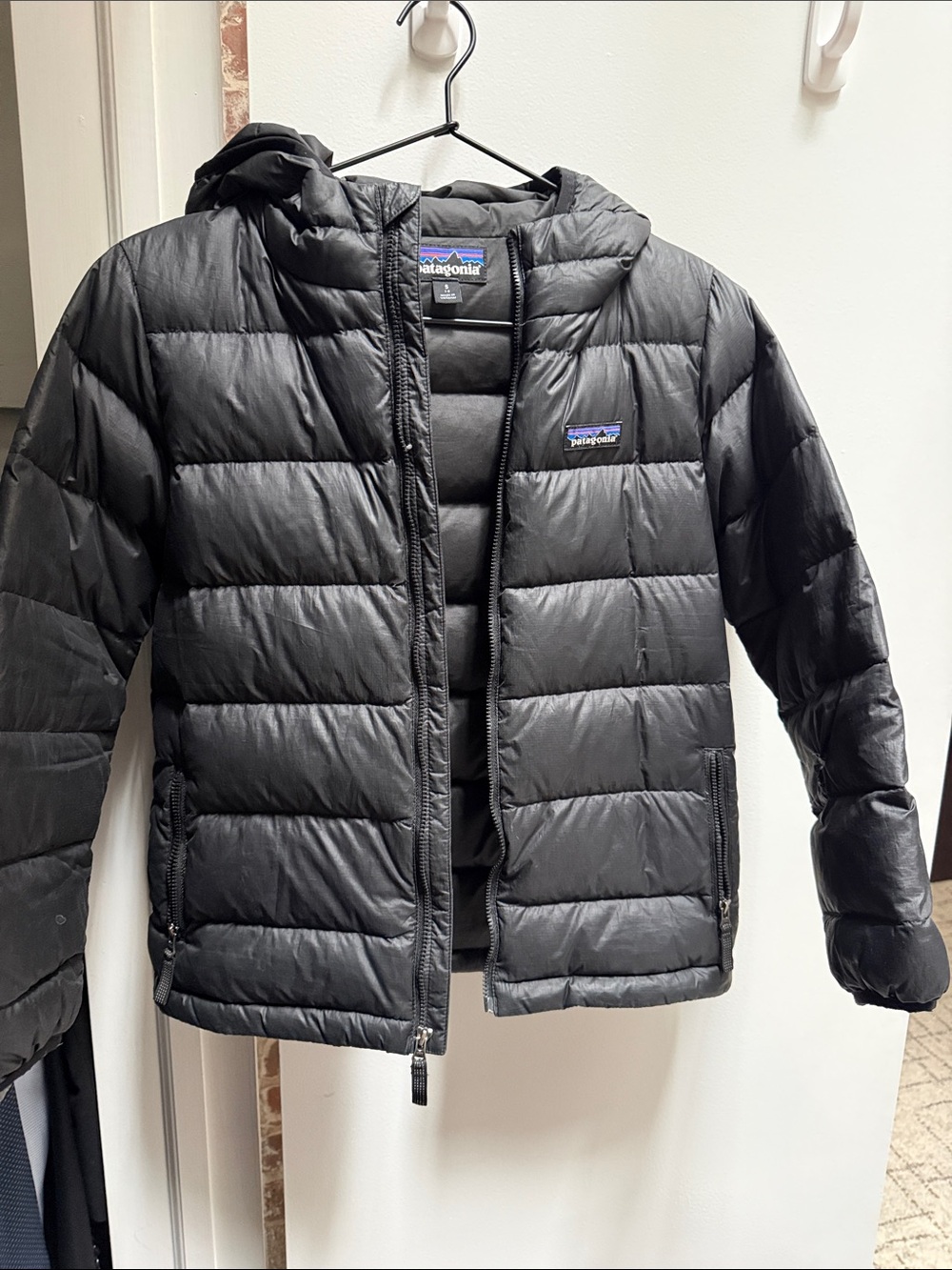 Patagonia Kids Black Hooded Down Puffer Jacket